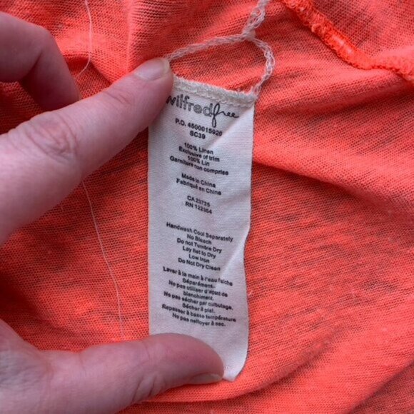 Aritzia Wilfred Free Tank Top Cropped Bright neon orange flowy Burnout Size XS - Picture 6 of 9